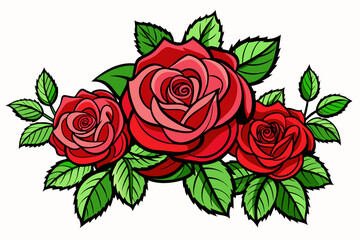 bunch of roses vector art