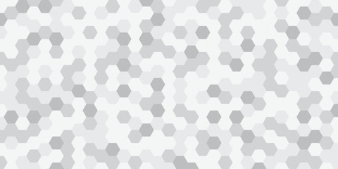Hexagonal mosaic background, gray and white color annotation, abstract geometric background. Vector illustration.