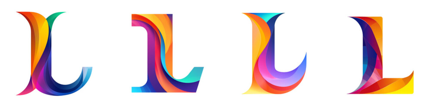 Letter L with colorful gradients, Logo design, alphabet, isolated on a transparent background