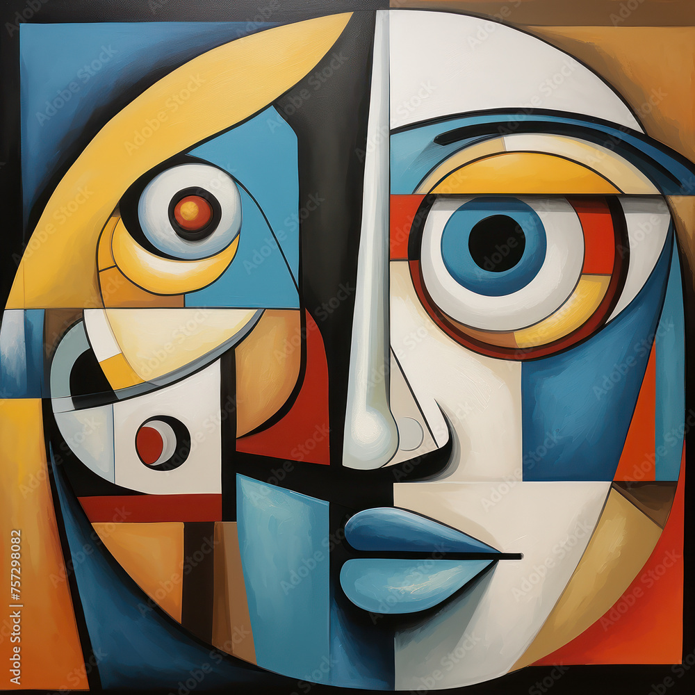 Poster An intriguing cubist composition that captures the complexity of perception through the eye