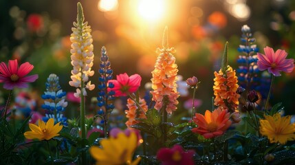 Obraz premium Flowers Scattered in Grass