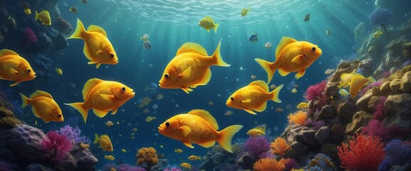 Fototapeta na wymiar Colorful Fish in the Ocean: Underwater World in Full Splendor