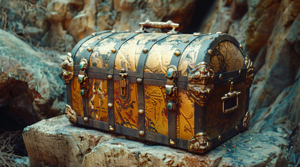 Treasure chest box wooden antique