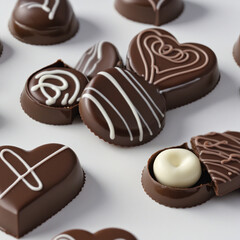 heart shaped chocolate pralines 