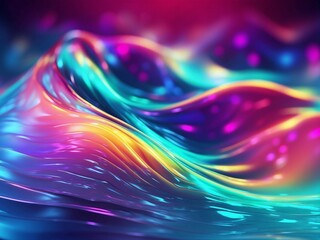 Fototapeta premium Colorful liquid abstract background. Futuristic flowing wavy banner for web, gaming simulation…Holographic wave flow effect