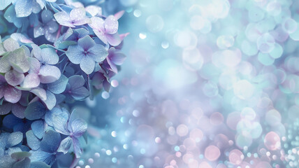 hydrangeas flowers with glitter bokeh background