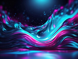 Realistic smooth neon liquid abstract background. Futuristic flowing wavy banner for web, gaming simulation…