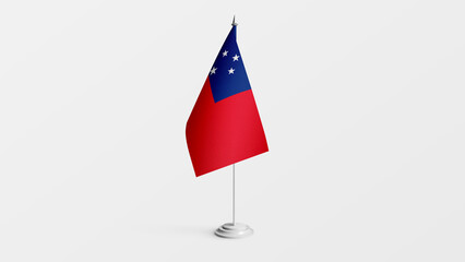 Samoa national flag on stick isolated on white background. Realistic flag illustration