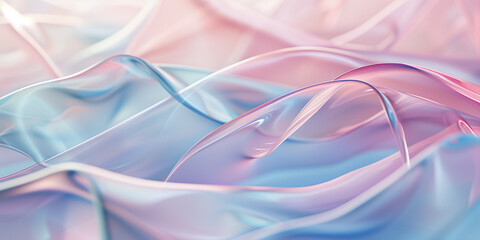 soft pink and blue abstract iridescent waves glass plastic flowing shape background