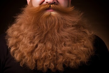 Close-up portrait of a stylish man with a bushy mustache and beard, facial hair grooming concept
