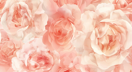 Roses and leaves pattern in soft pink tones
