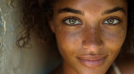 Fototapeta premium beautiful black woman with beautiful eyes posing for camera