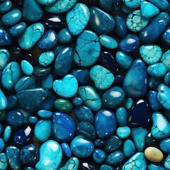the beauty of a seamless background of small turquoise-colored stones, where each stone is a canvas...