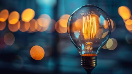 A glowing light bulb stands out against a bokeh background, symbolizing inspiration, innovation, and the bright potential of new ideas brought to life, entrepreneurial ventures and startup culture.  - Powered by Adobe