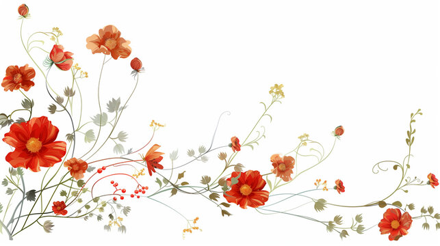 Vibrant Floral Blossoms: Colorful Flower Vector Illustration on White Background
