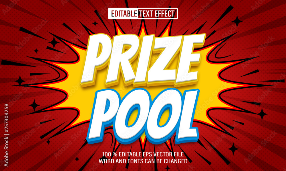 Aufkleber editable 3d text style effect - prize pool text effect template