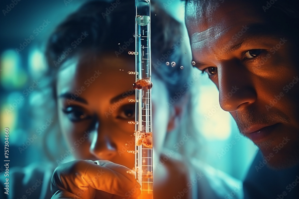 Poster scientist working in a modern laboratory created with generative ai