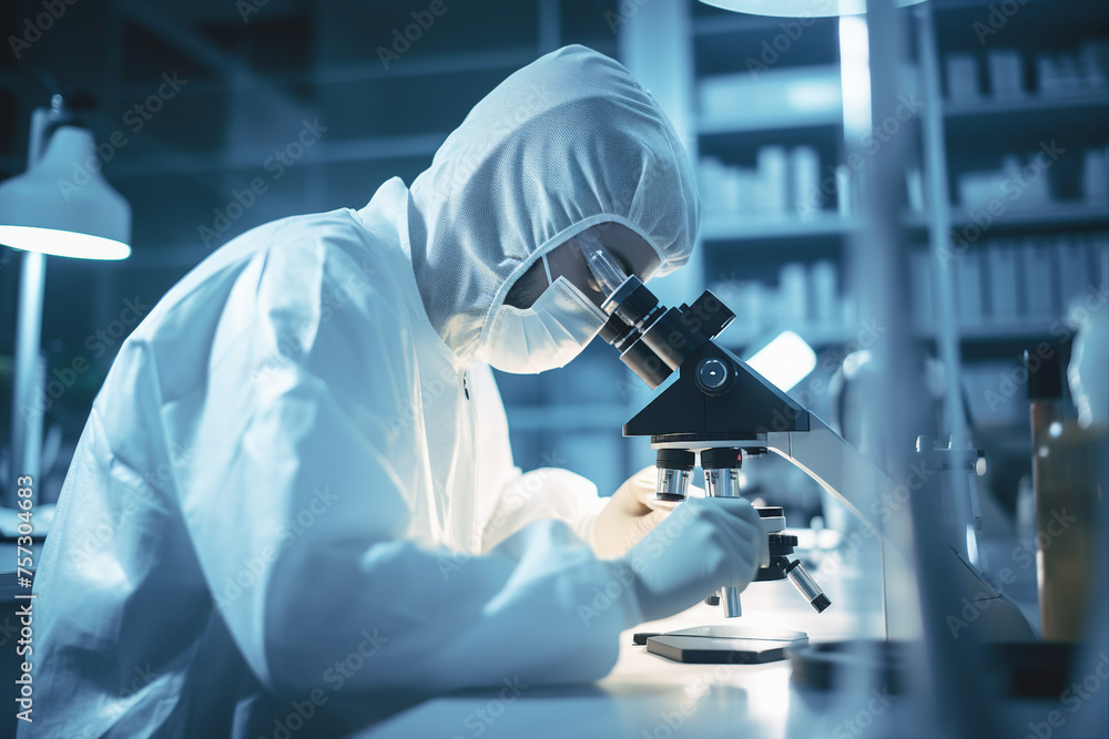 Poster generated with ai image of laboratory settings with scientists conducting drug research