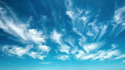 Vast Summer Sky: Serene Cloudscape on a Warm, Carefree Day - obrazy, fototapety, plakaty