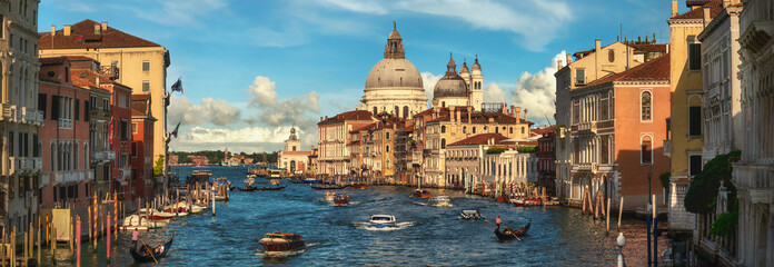Venezia panorama in daylight, Venice, Italy travel shot with nice blue sky