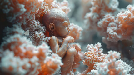 close-up baby fetus in the womb. scientific concept