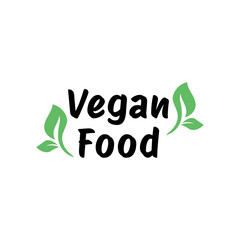 Concept green vegan diet logo with leaf icon. Vector illustration isolated on white background