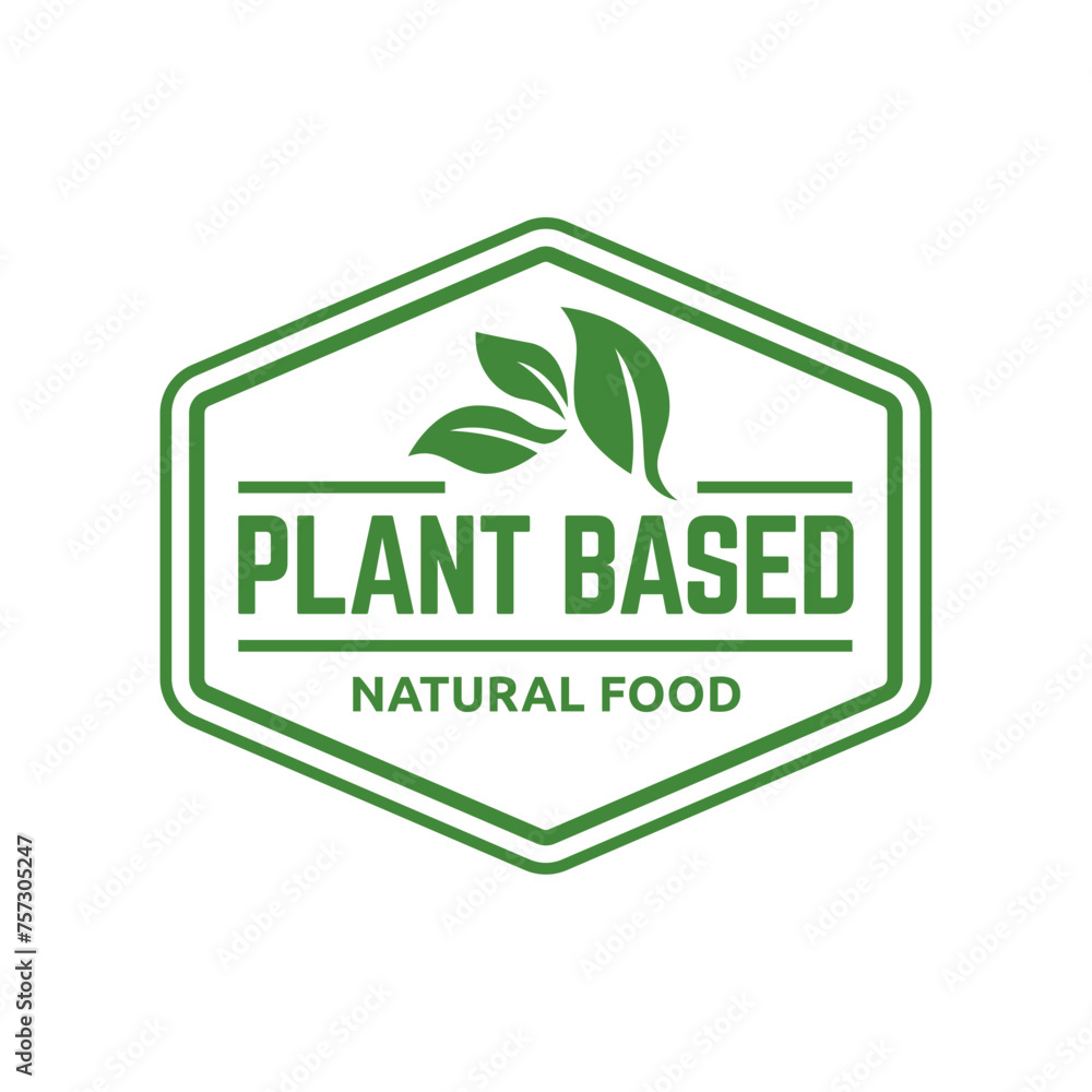 Canvas Prints Plant based label. with leaf icon. Vector illustration isolated on white background