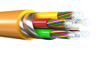detail of fibre optic cable for internet connection. - 757306076