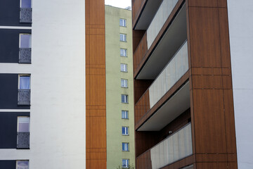 Architectural contrast in Goclaw area, subdistrict of Praga-Poludnie, Warsaw city, Poland
