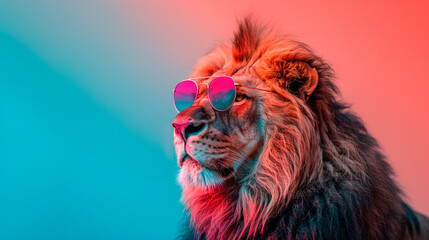 an owl wearing sunglasses in front of a colorful background