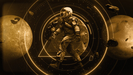 Skeleton Astronaut Graphical Space Background 01
