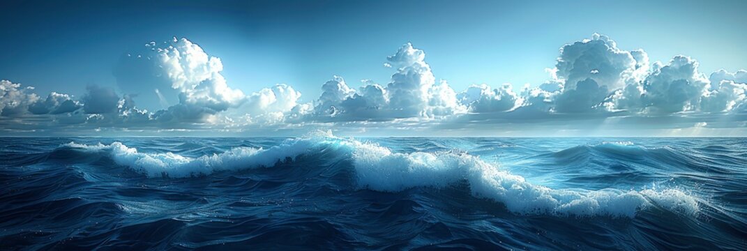 Blue Sea Ocean Water Surface Underwater, Background HD, Illustrations