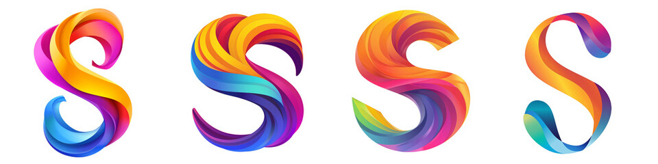 Letter S with colorful gradients, Logo design, alphabet, isolated on a transparent background