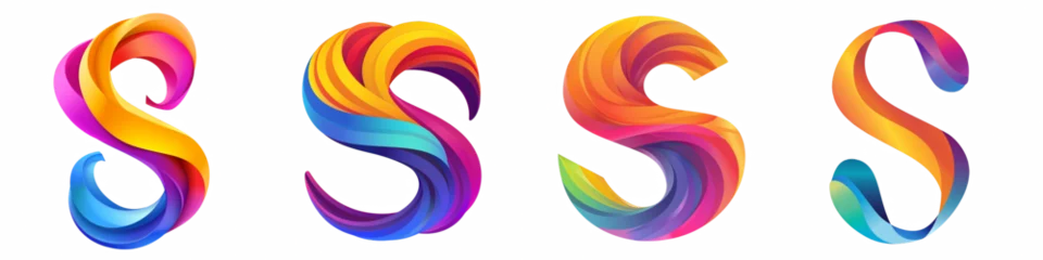 Fotobehang Letter S with colorful gradients, Logo design, alphabet, isolated on a transparent background © DigitalParadise