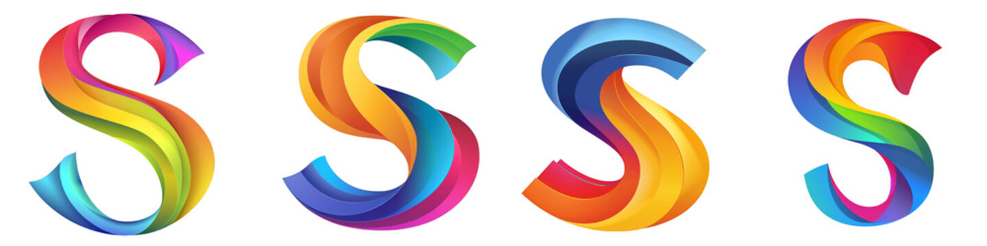 Letter S with colorful gradients, Logo design, alphabet, isolated on a transparent background