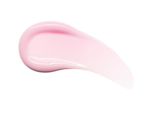 Pink cream cosmetic anti aging  texture stroke isolated on white background. Hyaluronic acid...