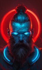 The Fury of Zeus: Blue Eyes and Red Glowing Aura
