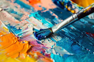 Vivid oil paint brushstrokes on canvas - 757311854