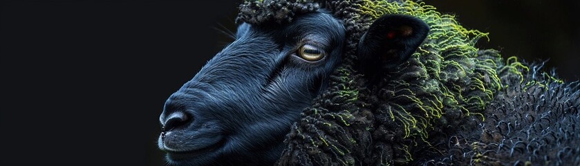 A black sheep with realistic features