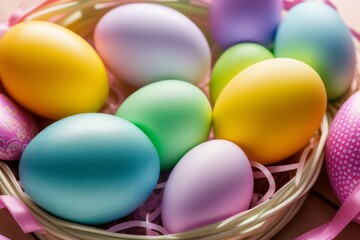 Obraz na płótnie Canvas Pattern of vibrant colorful Easter eggs background