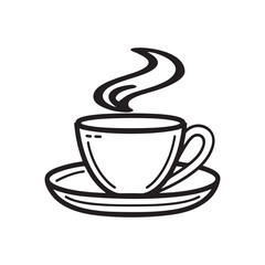 Tea cup line icon. Coffee drink sign