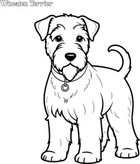 Dog hand drawn coloring page and outline vector design