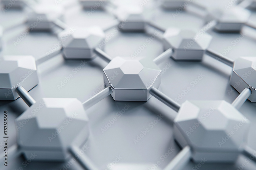 Aufkleber close-up of a connected hexagonal geometric structure