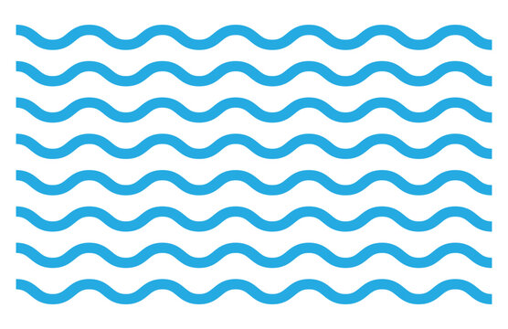 Sea wave icon set. Set of thin line waves. Various wave water lake river. Water logo, line ocean symbol in vector flat style. Seamless abstract line pattern. Water outline symbol. Sea and Ocean signs