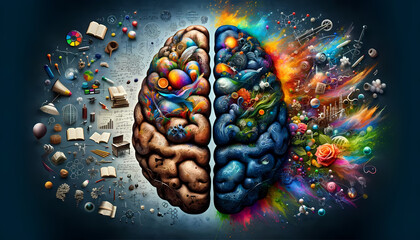 Mind's Palette: Vibrant Artistic Right Brain vs. Structured Left Brain