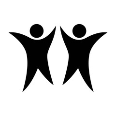 Figure man icon, people waving their hands, human silhouettes isolated on white background.
