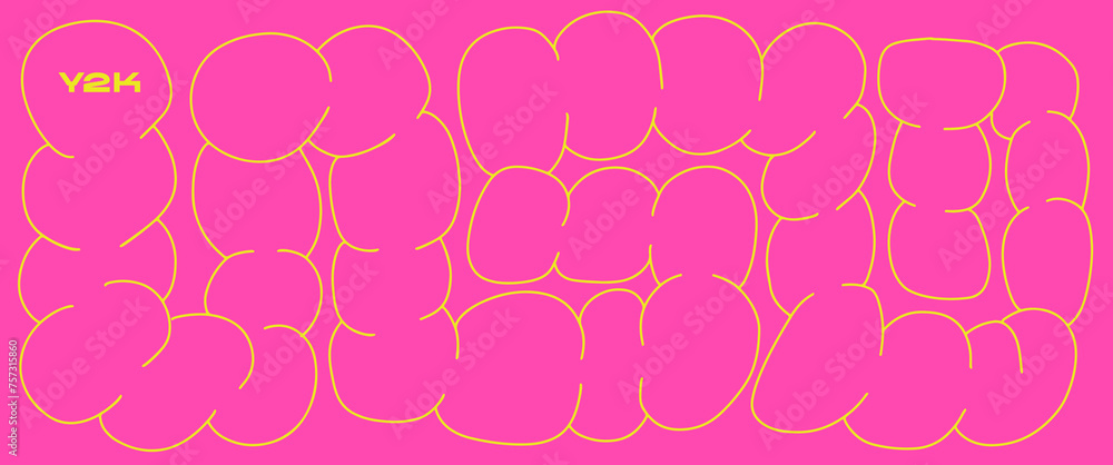 Poster abstract vector liquid organic blobs chain. irregular shape liquid long element. random cute childis