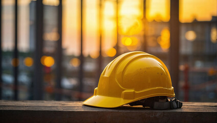 Safety Helmet, for Workplace Safety. Blurred Background.

