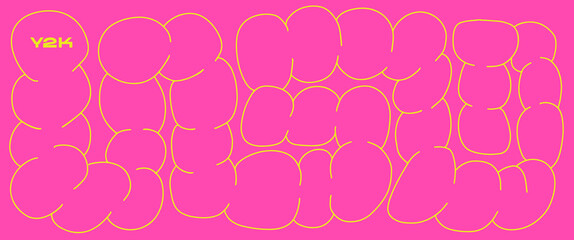 Abstract vector liquid organic blobs chain. Irregular shape liquid long element. Random cute childish wavy splodge form. Pink smooth pebble stone shape. Irregular oval abstract fluid amoeba figure