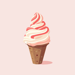 Cute ice cream isolated on pink background, different flavors. Vector illustration in flat style